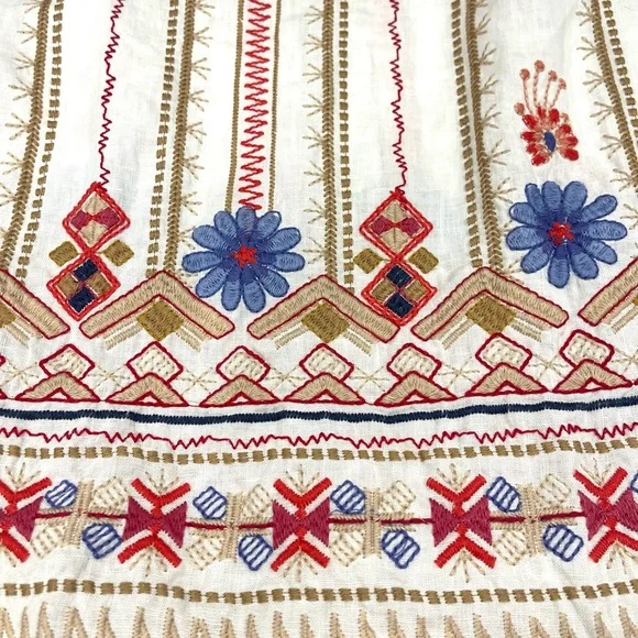 Johnny Was Los Angeles Frederique Embroidered Linen Boho Maxi Skirt XS Festival - Picture 8 of 11